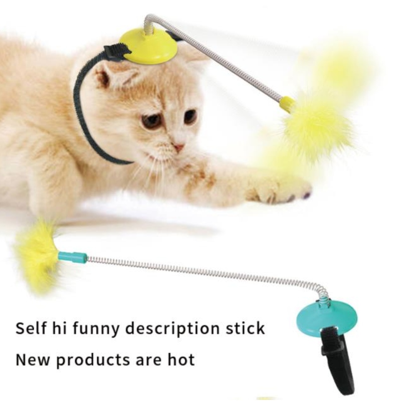 Factory Direct Supply of Pet Supplies, Cat Self-Healing Toy Cat Collar Neck Toy Spring Foot With Tap to Please Cat Stick