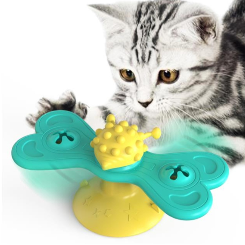 Kat windmolen speelgoed grappige massage roteerbare kat speelgoed met catnip bal tanden reiniging huisdier Producten